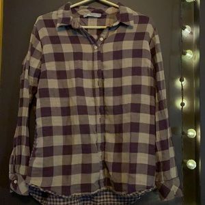 Dark purple checkered flannel